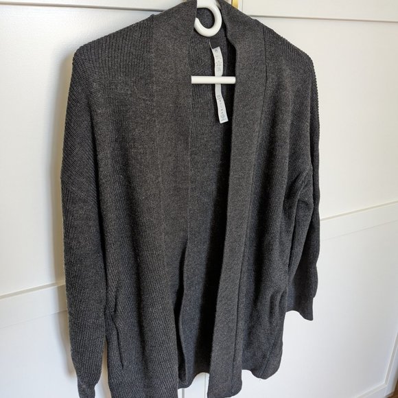 EUC Merino Wool-Blend Ribbed Long Wrap Sweater - Picture 2 of 6